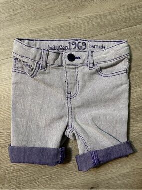 GAP BabyGap 1969 Light Wash Purple Denim Shorts with Dark Purple Trim